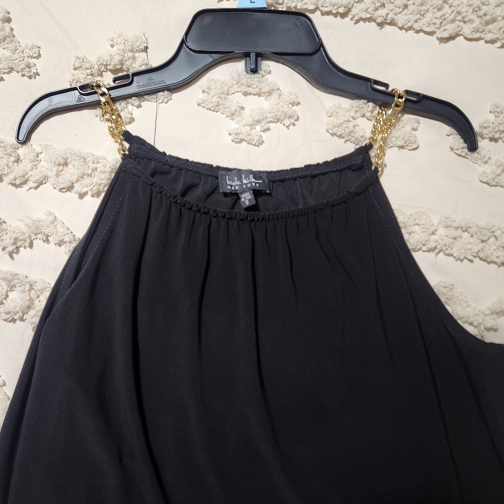 Blue Asymmetrical Ruffled Halter Dress - Picture 2 of 2